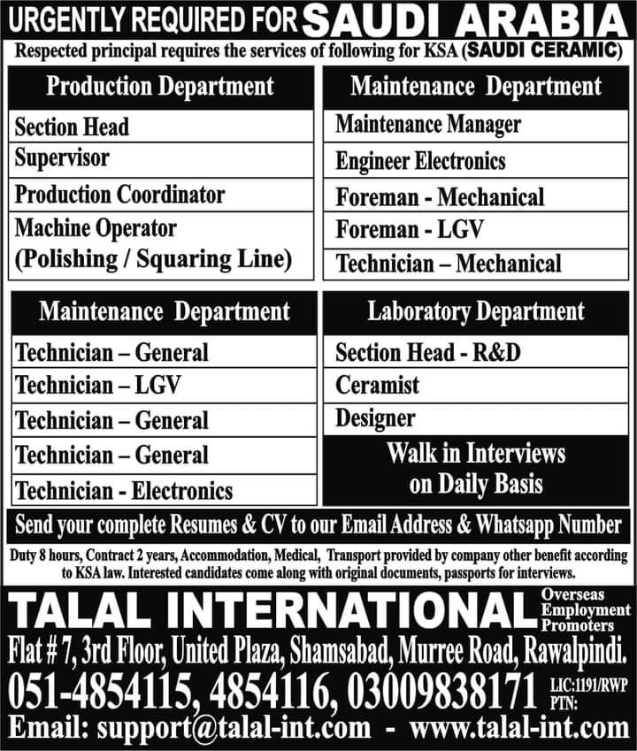 Saudi ceramics company jobs