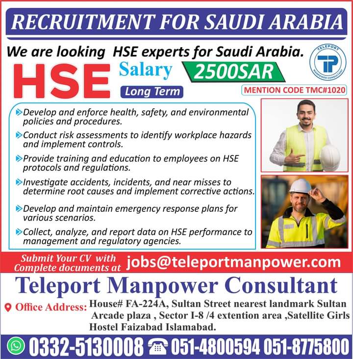 Hse officer jobs in saudi arabia 2024