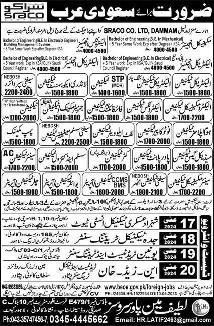 Sraco company saudi arabia jobs 2024