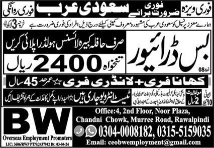 Bus driver job saudi arabia 2024