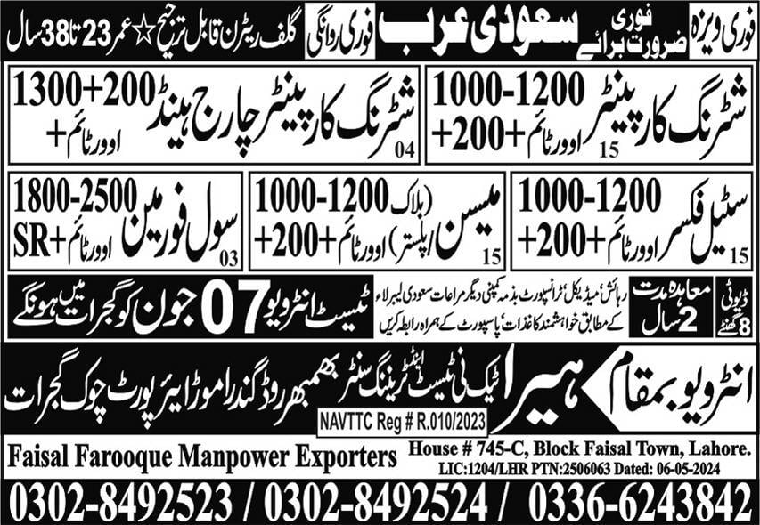 Saudi arabia civil Foreman jobs 2024