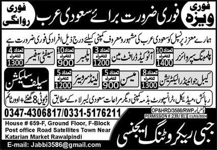 Saudi arabia jobs for pakistani online apply 2024