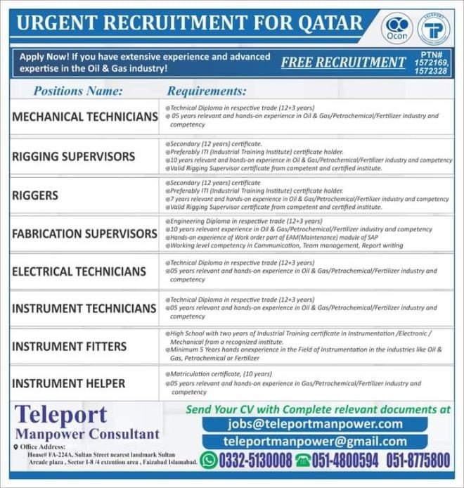 Qcon Company Qatar Vacancies 2024 Salary 