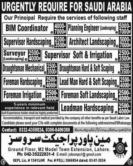 Irrigation jobs in saudi arabia 2024