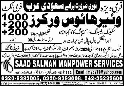 Warehousing jobs in saudi arabia 2024