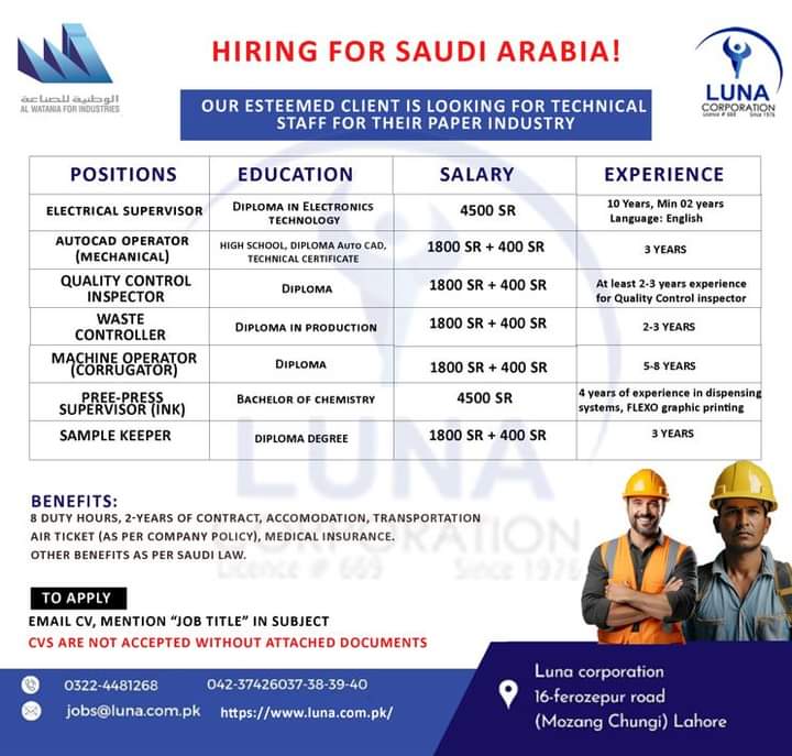 Saudi arabia technical jobs 2024