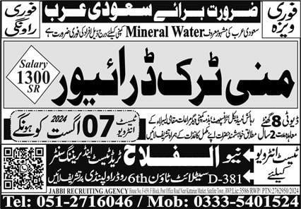 Mineral water company jobs in saudi arabia 2024