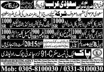 Male and female jobs in saudi arabia for pakistani 2024