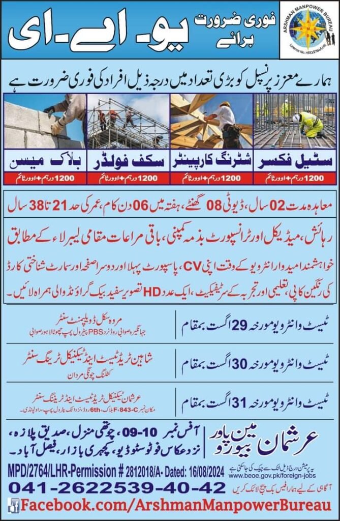 Construction company jobs in uae 2024