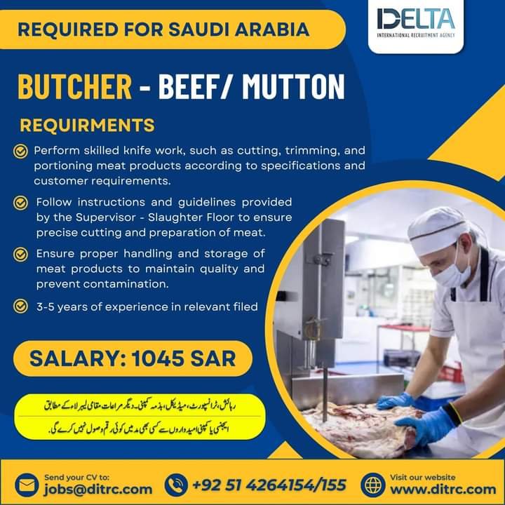 Butcher jobs in saudi arabia 2024