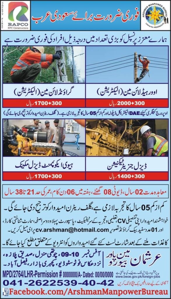 Rapco company saudi arabia jobs 2024