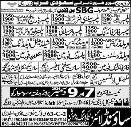 SBG company saudi arabia job vacancies 2025