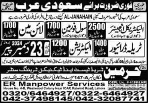 Al janahain company job vacancies in saudi arabia 2025