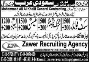 Contracting company job vacancies in saudi arabia 2025