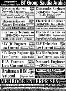 BT Company jobs in saudi arabia riyadh