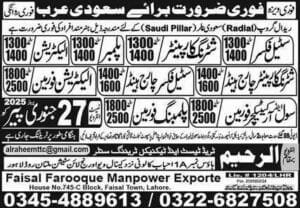 Saudi pillar company job vacancies in Saudi Arabia 2025