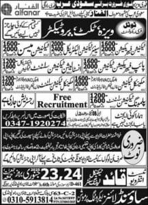 Alfanar free visa Free ticket job vacancies in Saudi Arabia 2025