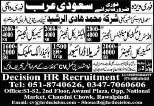 Hadi Al rasheed company job vacancy in saudi arabia 2025