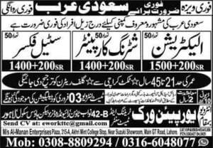 Electrician job vacancy in saudi arabia 2025