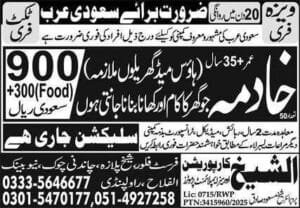 Free visa and ticket jobs in saudi arabia 2025