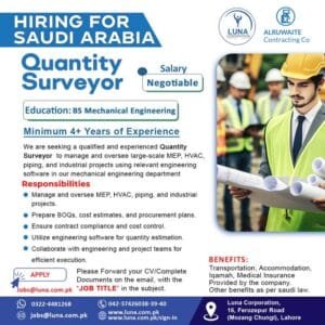 Quantity surveyor jobs in saudi arabia 2025