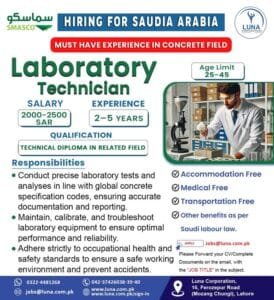 Laboratory Technician saudi arabia job vacancies 2025
