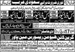 Bus driver Job vacancies in saudi arabia 2025