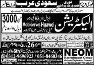 Electrician Jobs vacancies in saudi arabia 2025