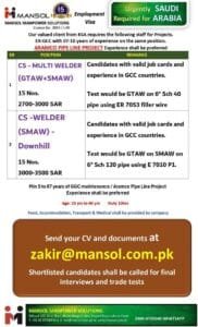 Multi welder Job vacancy in saudi arabia 2025