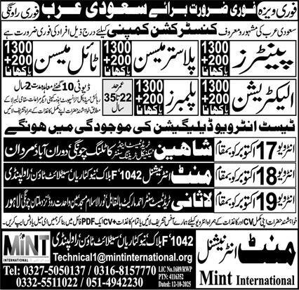 Saudi Arabia Urgent Jobs 2025 – A Golden Opportunity for Skilled Pakistanis