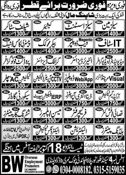 Free visa and ticket Job vacancy in Qatar 2025